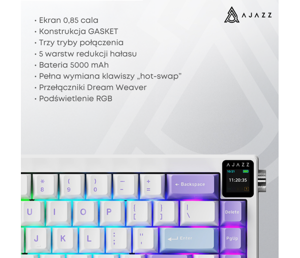 Ajazz AK650 Dream Weaver Switch Purple White Blue RGB z ekanem - 1536354 - zdjęcie 17
